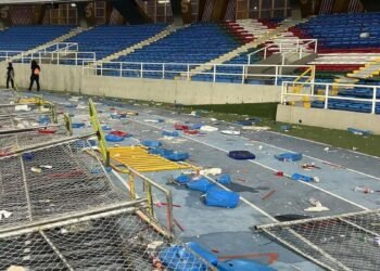 Así quedó parte de la tribuna sur del estadio Pascual Guerrero de la ciudad de Cali.