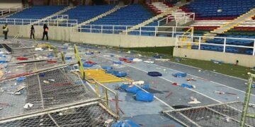 Así quedó parte de la tribuna sur del estadio Pascual Guerrero de la ciudad de Cali.