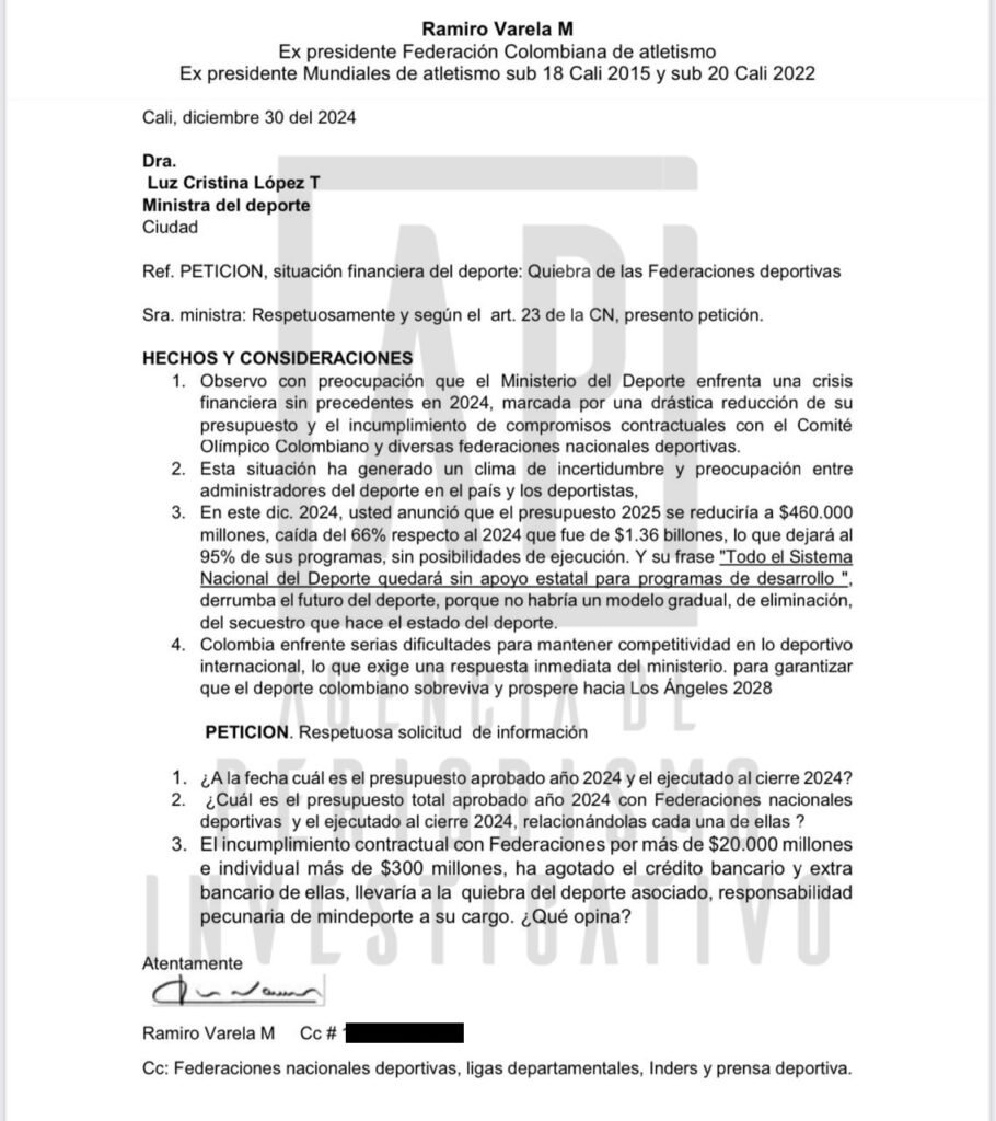 Documento sobre la quiebra de las federaciones deportivas