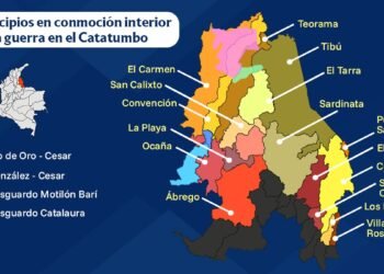 Mapa de municipios incluidos en la conmoción interior