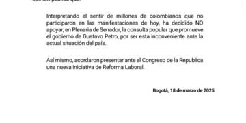 Cambio Radical da el primer “no” a la consulta popular de la reforma laboral