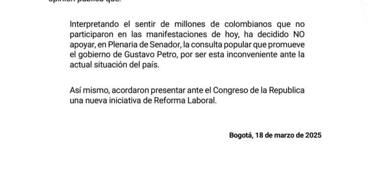 Cambio Radical da el primer “no” a la consulta popular de la reforma laboral