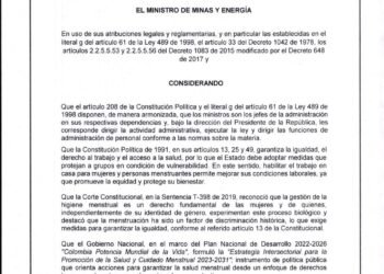 Minminas autoriza trabajo en casa para mujeres menstruantes