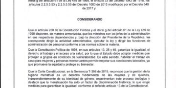 Minminas autoriza trabajo en casa para mujeres menstruantes