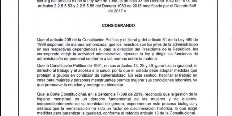 Minminas autoriza trabajo en casa para mujeres menstruantes