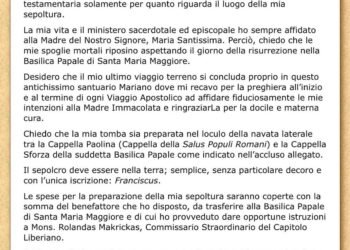El testamento del papa Francisco: pidió una tumba sencilla en Santa María La Mayor