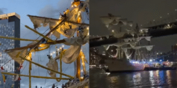 Video: buque de la Armada de México choca contra puente de Brooklyn; hay dos muertos