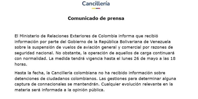 ¿Por qué Venezuela suspendió los vuelos a Colombia?