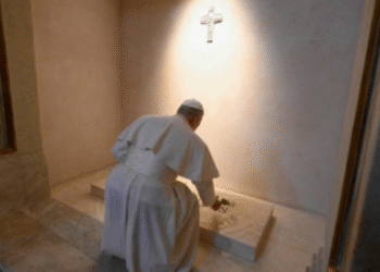 El papa León XIV visitó la tumba de Francisco y le dejó una rosa blanca