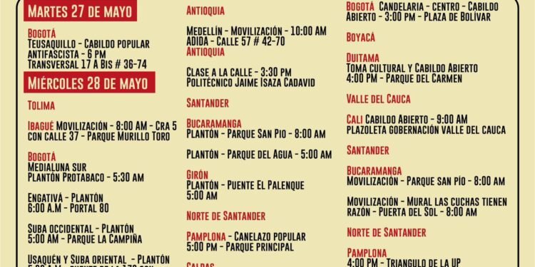 Cuenta regresiva para el paro nacional del 28 y 29 de mayo: conozca los puntos de concentración