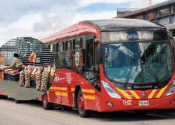 Polémica: vendedora montó en Transmilenio una plaza de mercado