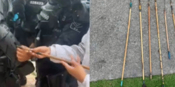 Cuatro policías heridos con flechas que indígenas lanzaron durante disturbios en Bogotá