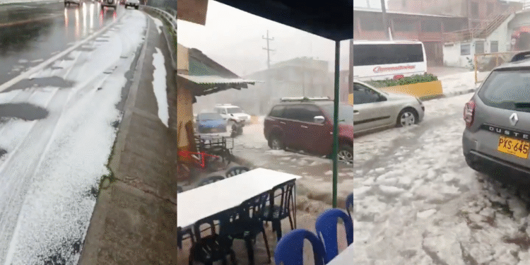 Fuerte granizada en La Calera dejó vías inundadas y afectaciones en comercios