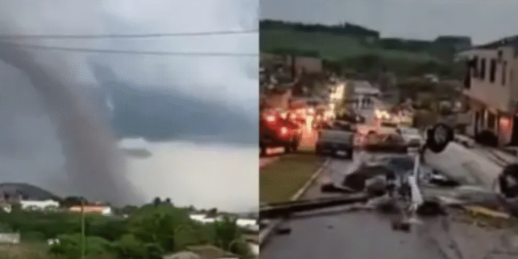 En video quedó tornado que dejó por el momento 5 muertos y más de 400 heridos en Brasil