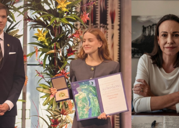 Sin llegar a la ceremonia, María Corina Machado recibe el Nobel de Paz a distancia