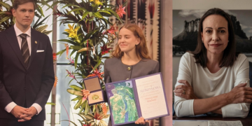 Sin llegar a la ceremonia, María Corina Machado recibe el Nobel de Paz a distancia