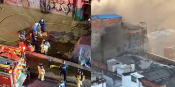En video quedó registrado incendio en la avenida Caracas con calle 22, centro de Bogotá