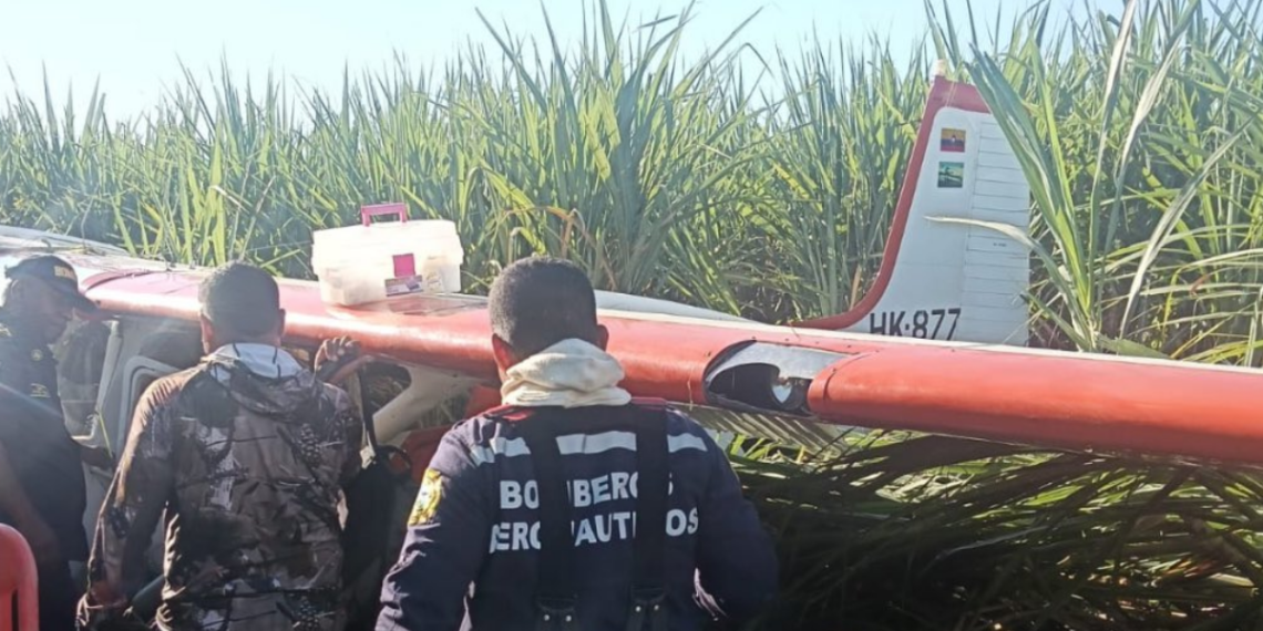 Aterrizaje forzoso en zona rural del Valle